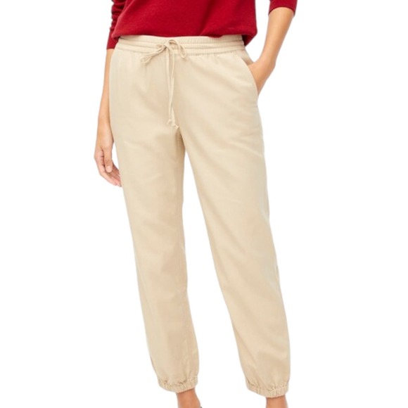 J.Crew Lightweight Jogger Pant In Cotton Twill Neutral Beige Size 14 - Picture 1 of 8